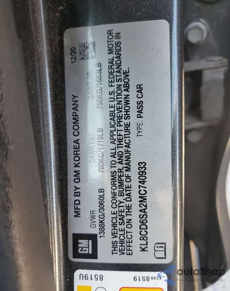 2021 Chevrolet Spark 1Lt from USA, damaged, VIN KL8CD6SA2MC740933